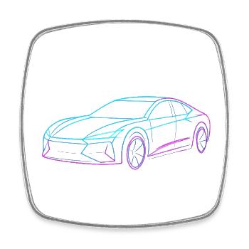 Neon Artform Auto - Viereckiger Kühlschrankmagnet - Weiß - Vorne
