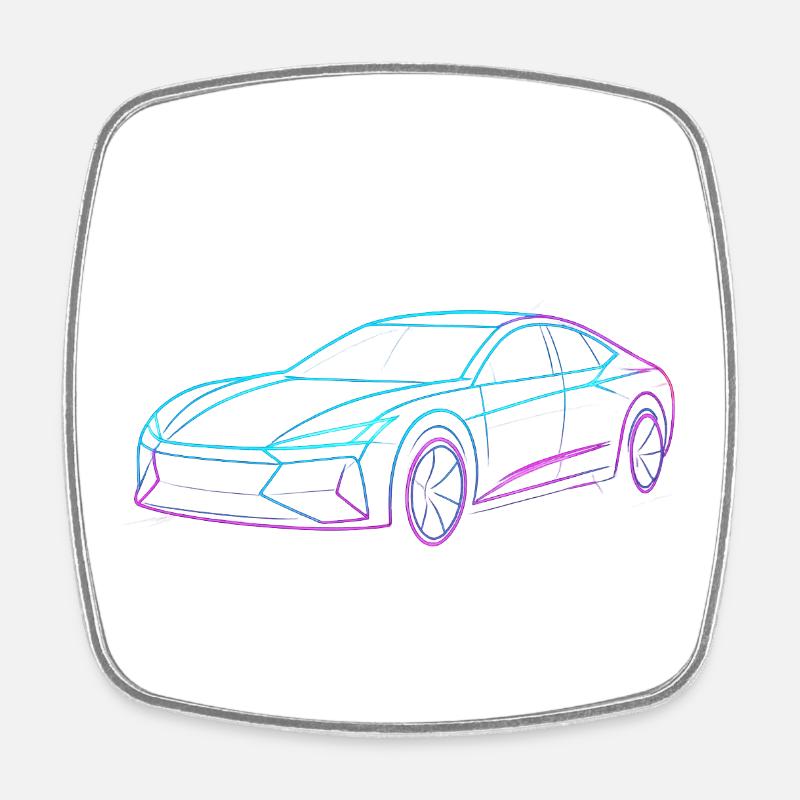 Neon Artform Car - Square fridge magnet - white