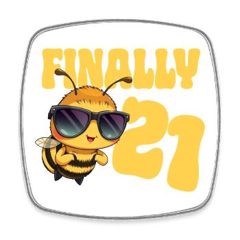 Finally 21 - Square fridge magnet - white - Front