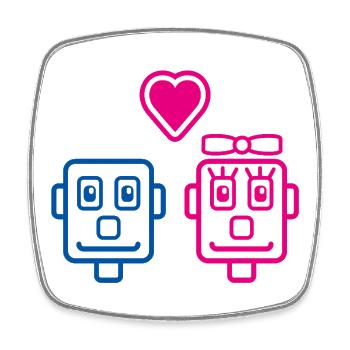 Robot Lovers von Helfspawn - Viereckiger Kühlschrankmagnet - Weiß - Vorne