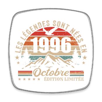 Oktober 1996 Geburtstagsgeschenk 1996 Oktober 1996 - Viereckiger Kühlschrankmagnet - Weiß - Vorne