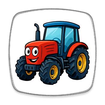Lustiger Bauernhof Traktor Druck - Viereckiger Kühlschrankmagnet - Weiß - Vorne