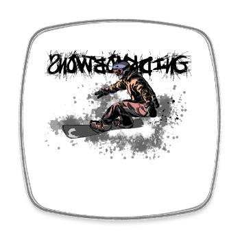 Snowboarder dynamique en style action - Magnet carré - blanc - Devant