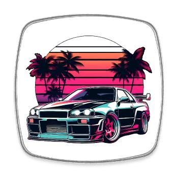 JDM Auto Japanisches Retro-Autorennen Drift-Legende - Viereckiger Kühlschrankmagnet - Weiß - Vorne