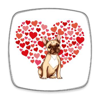 Dog with Heart Background - Square fridge magnet - white - Front