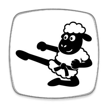 Karate Schaf - Viereckiger Kühlschrankmagnet - Weiß - Vorne
