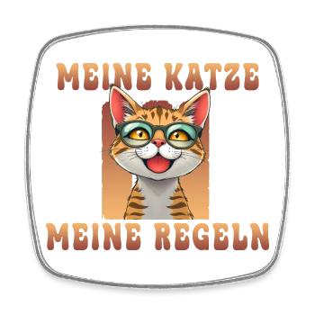 Meine Katze Meine Regeln - Viereckiger Kühlschrankmagnet - Weiß - Vorne
