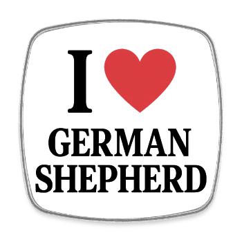 I ❤️ GERMAN SHEPHERD - Viereckiger Kühlschrankmagnet - Weiß - Vorne