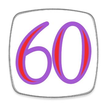 60. 60 JAHRE. 60-JÄHRIGES JUBILÄUM. 60. GEBURTSTAG. - Viereckiger Kühlschrankmagnet - Weiß - Vorne