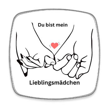 Lieblingsmädchen – Hände mit kleinem Finger & Herz - Viereckiger Kühlschrankmagnet - Weiß - Vorne
