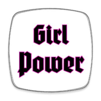 Girl Power Neon Outline - Magnet carré - blanc - Devant