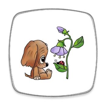Hund_und_Blume - Magnet carré - blanc - Devant
