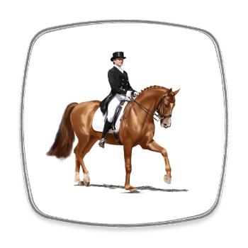 Dressage rider in an elegant outfit - Square fridge magnet - white - Front