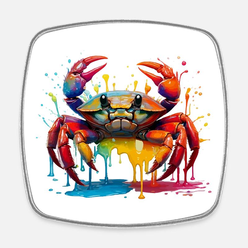 Explosion de couleur Crabe Art - Magnet carré - blanc