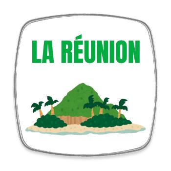 T-shirt île La Réunion tropicale - Magnet carré - blanc - Devant