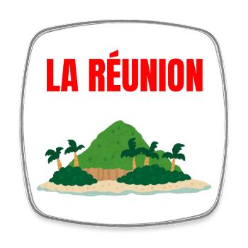 T-shirt île La Réunion tropicale - Magnet carré - blanc - Devant