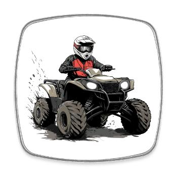 Quad Rider Conduite Tout-Terrain Illustration - Magnet carré - blanc - Devant