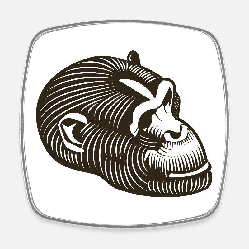 Tête de GORILLE stylisée - Magnet carré - blanc