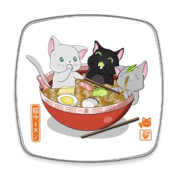 Mignonne chemise ramen des chats otaku - Magnet carré - blanc - Devant