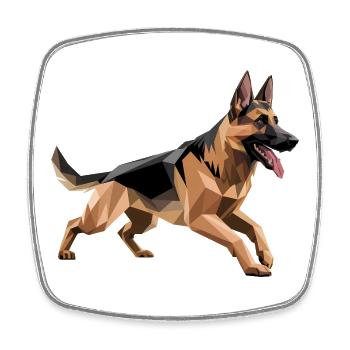 German Shepherd - Cool Low Poly Logo - Square fridge magnet - white - Front
