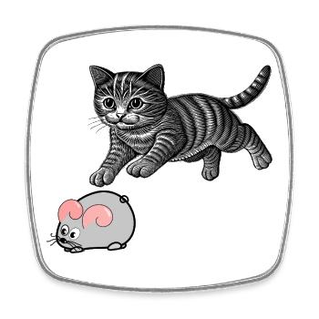 Katz-und-Maus-Spiel - Viereckiger Kühlschrankmagnet - Weiß - Vorne