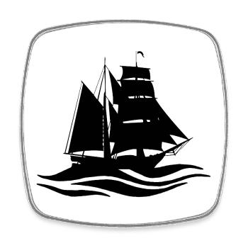 black boat and travel - Square fridge magnet - white - Front