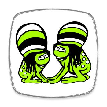 2 Frogs Reggae Music Rasta Hair Hat Jamaica - Square fridge magnet - white - Front