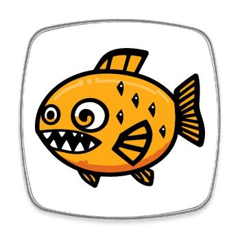 Piranha Fish Halloween Comic Funny - Square fridge magnet - white - Front