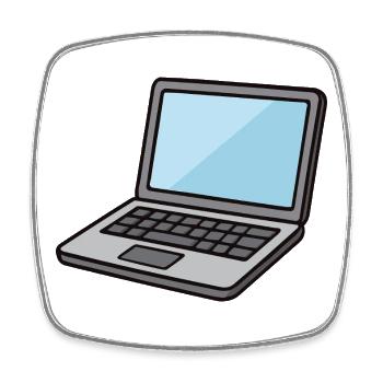  Laptop-Illustration Blau - Viereckiger Kühlschrankmagnet - Weiß - Vorne