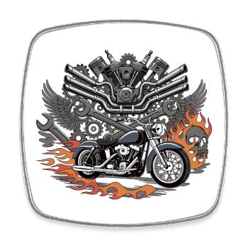 Puissance du moteur du Flame Cruiser - Magnet carré - blanc - Devant