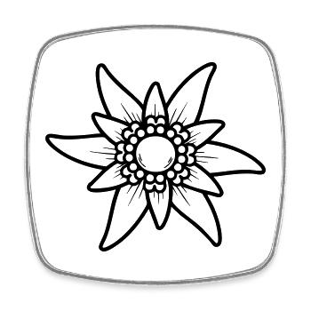 Fleur d’Edelweiss – Cœur des Alpes Motif Bavière - Magnet carré - blanc - Devant