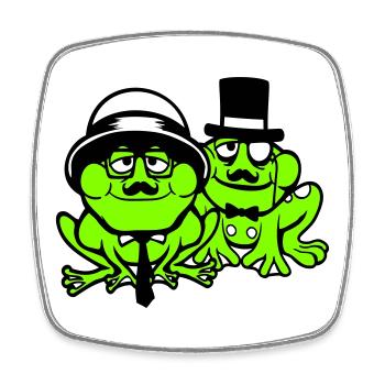 2 Frogs Sir Lunettes Empire Monocle Homme Chapeau Haut de forme - Magnet carré - blanc - Devant