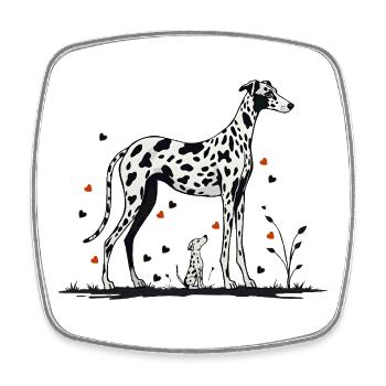 Dog & Puppy Street Art - Square fridge magnet - white - Front