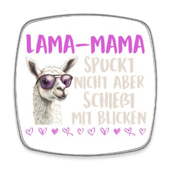 Bientôt maman LLAMA MAMAN NE CRACHE PAS REGARDS - Magnet carré - blanc - Devant