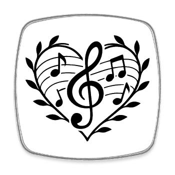 Musique Coeur Passion Motif Musical Clef - Magnet carré - blanc - Devant