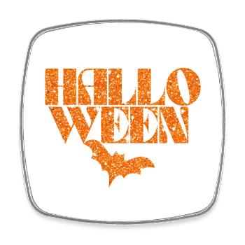 Silhouette de chauve-souris orange d’Halloween - Magnet carré - blanc - Devant