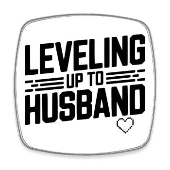 Leveling Up To Husband - Square fridge magnet - white - Front