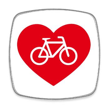 Bicycle with heart - Square fridge magnet - white - Front