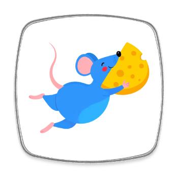 Happy Blue Mouse & Yellow Cheese - Square fridge magnet - white - Front