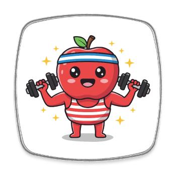 Cartoon Fitness Fruit Sport Artwork - Square fridge magnet - white - Front