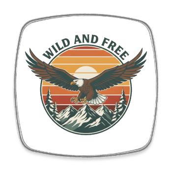 Eagle Wild and Free Retro Vintage Nature Motif - Square fridge magnet - white - Front