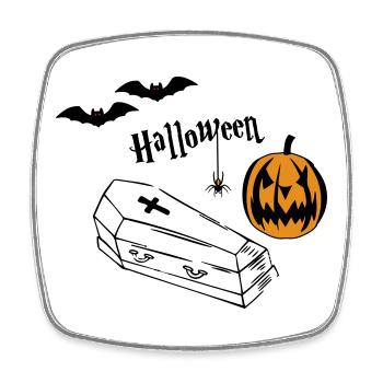 Halloween Kürbis Silhouette - Viereckiger Kühlschrankmagnet - Weiß - Vorne