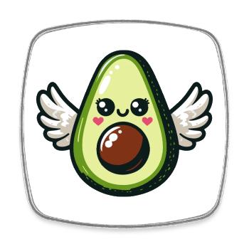 Kawaii Winged Avocado - Square fridge magnet - white - Front