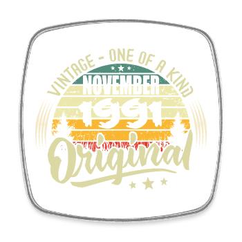 Vintage November 1991 Original November 1991 - Square fridge magnet - white - Front
