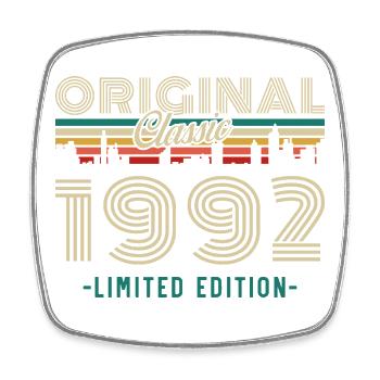 Original 1992 Vintage Retro Birthday Gift - Square fridge magnet - white - Front