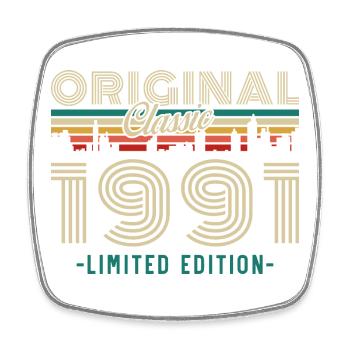 Original 1991 Vintage Rétro Cadeau D'anniversaire - Magnet carré - blanc - Devant