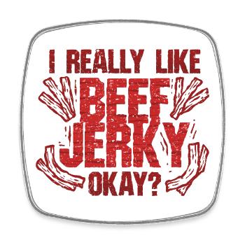 Beef Jerky Dried Meat Biltong Pemmican - Square fridge magnet - white - Front