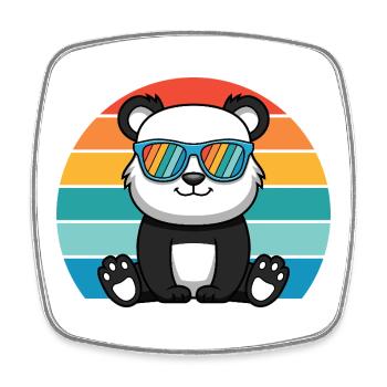 Asian Panda Bear Retro Sunglasses Panda - Square fridge magnet - white - Front
