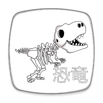 Manga dinosaur skeleton - Square fridge magnet - white - Front