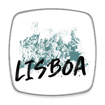 Monument Discoveries Lisbon blue illustration - Square fridge magnet - white - Front